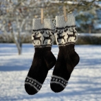 Alpakos vilnos kojinės "Kalėdiniai elniukai"